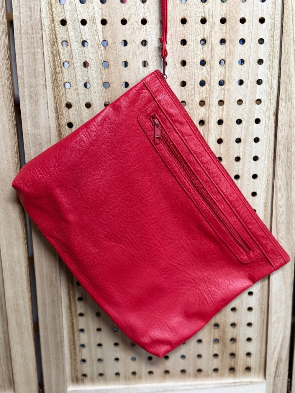 Vintage Holiday Fair Red Oversized Wristlet Clutch 80s